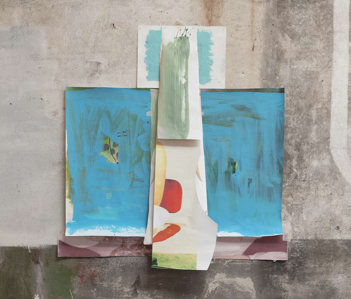 Cesare Biratoni, Collage (2023; Mischtechnik und Assemblage auf Papier, 138 x 130 cm). Auf Konzession von Cardelli&amp;Fontana