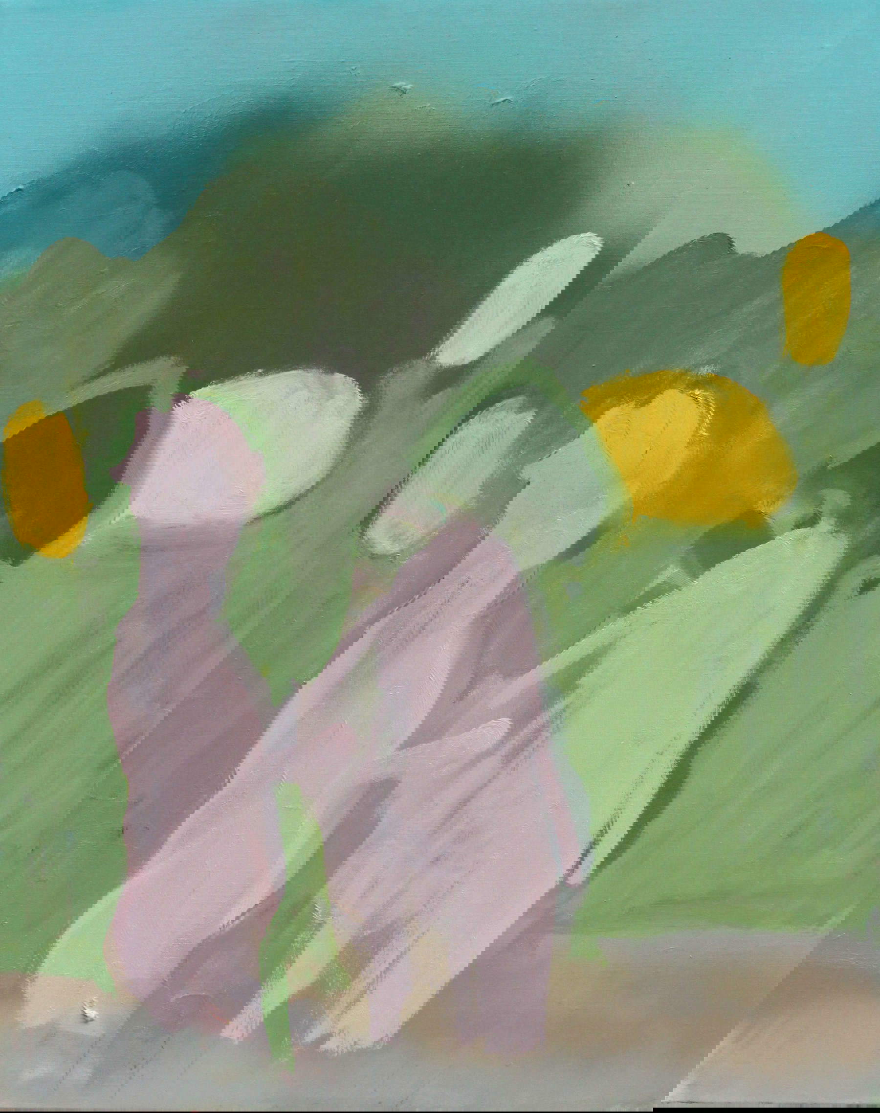 Cesare Biratoni, Figuren (2015; Mischtechnik und Öl auf Leinwand, 50 x 40 cm)