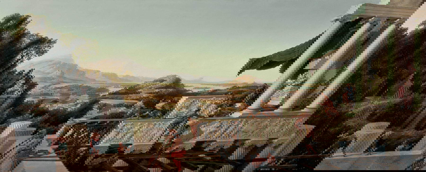 August Wilhelm Julius Ahlborn (nach Karl Friedrich Schinkel), Ein Blick in das Goldene Zeitalter Griechenlands (1836; Öl auf Leinwand, 94 x 235 cm; Berlin, Alte Nationalgalerie)