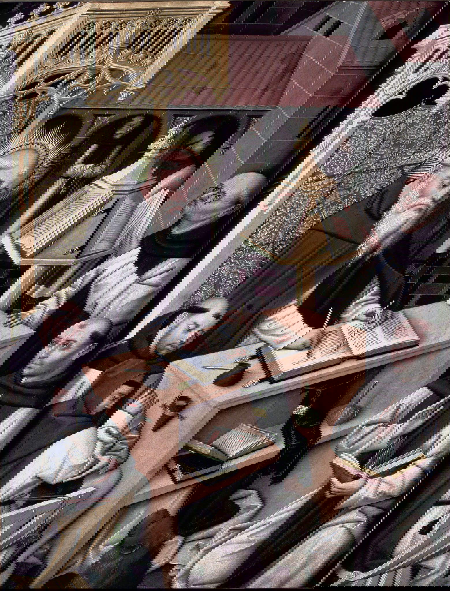 Meister von Parral, Heiliger Hieronymus in seinem Arbeitszimmer (1480-1490; Tafel, 10 x 17,6 cm; Madrid, Museo Lázaro Galdiano)