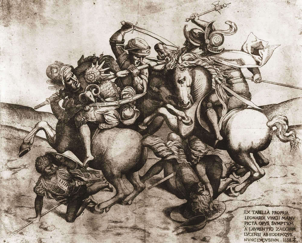 Lorenzo Zacchia il Giovane, Battaglia per lo stendardo (1558; incisione su rame, 374 x 470 mm; Vienna, Graphische Sammlung Albertina)