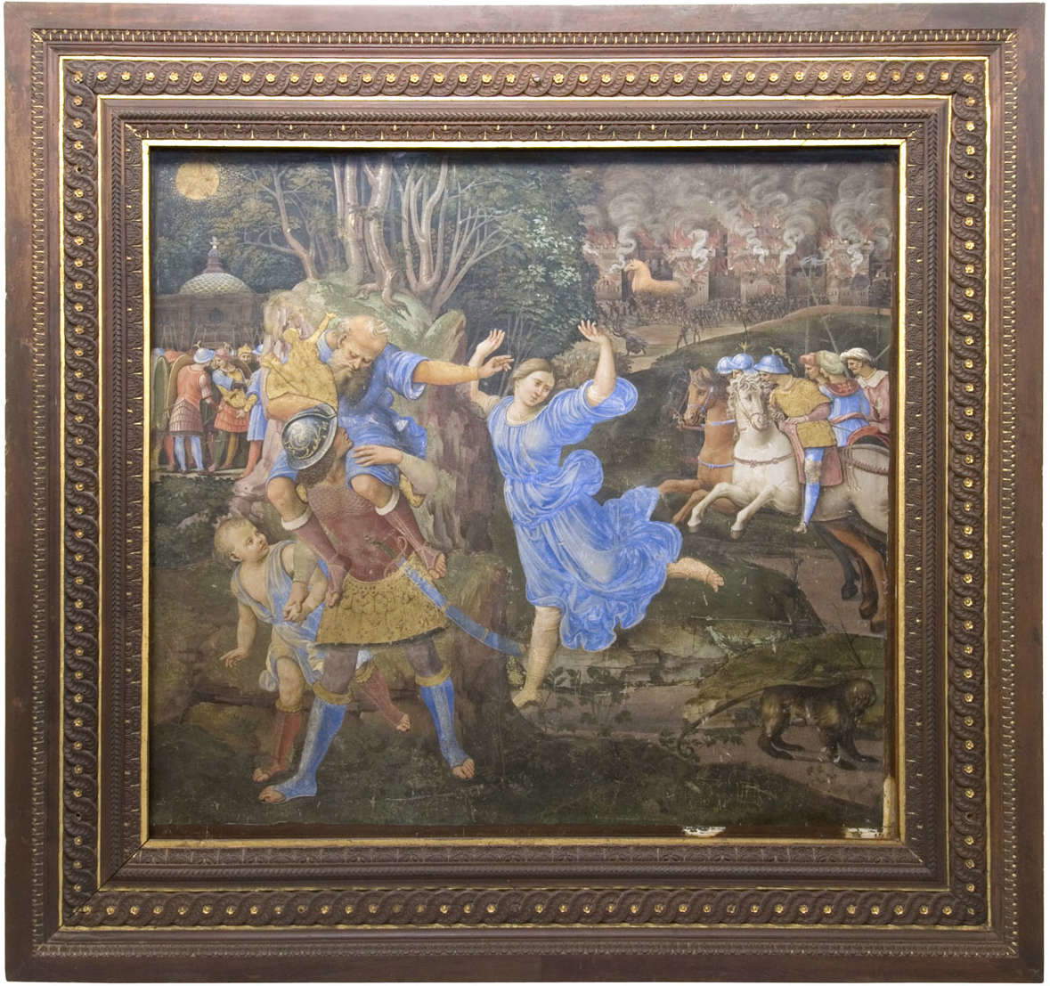 Girolamo Genga, Fuga di Enea da Troia (1509 circa; affresco staccato, 126 x 138 cm; Siena, Pinacoteca Nazionale) Girolamo Genga, Fuga di Enea da Troia (1509 circa; affresco staccato, 126 x 138 cm; Siena, Pinacoteca Nazionale)