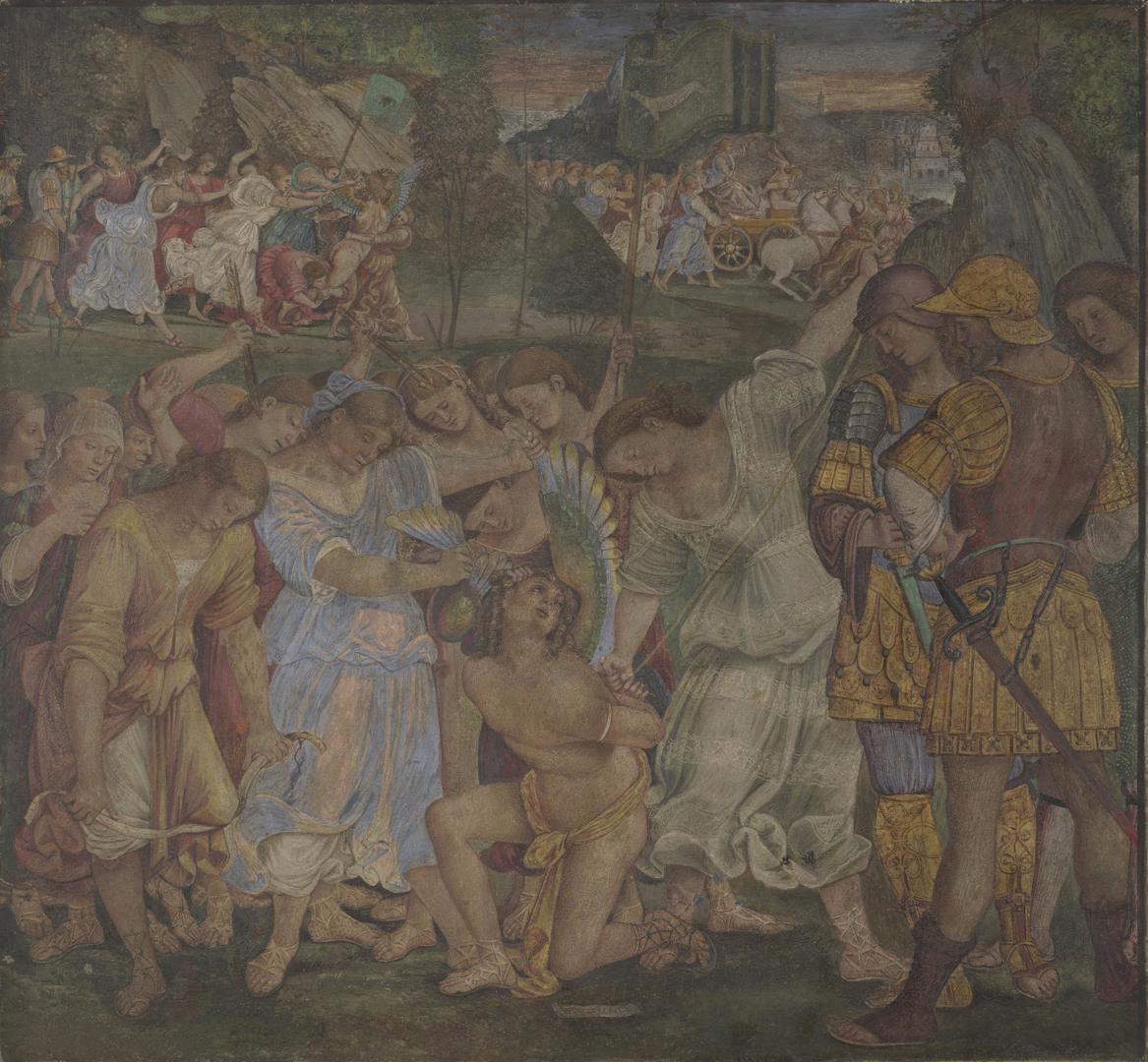 Luca Signorelli, Amore sconfitto e trionfo della Castità (1509 circa; affresco trasportato su tela, 125,7 x 133,4 cm; Londra, National Gallery) Luca Signorelli, Amore sconfitto e trionfo della Castità (1509 circa; affresco trasportato su tela, 125,7 x 133,4 cm; Londra, National Gallery)