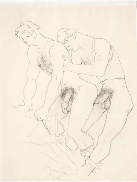 Jean Cocteau, Coppia di marinai (Querelle de Brest) (Couple de marins [Querelle de Brest]) (1947; grafite su carta, 27 &times; 21 cm; Bruxelles, Collezione Kontaxopoulos Prokopchuk)