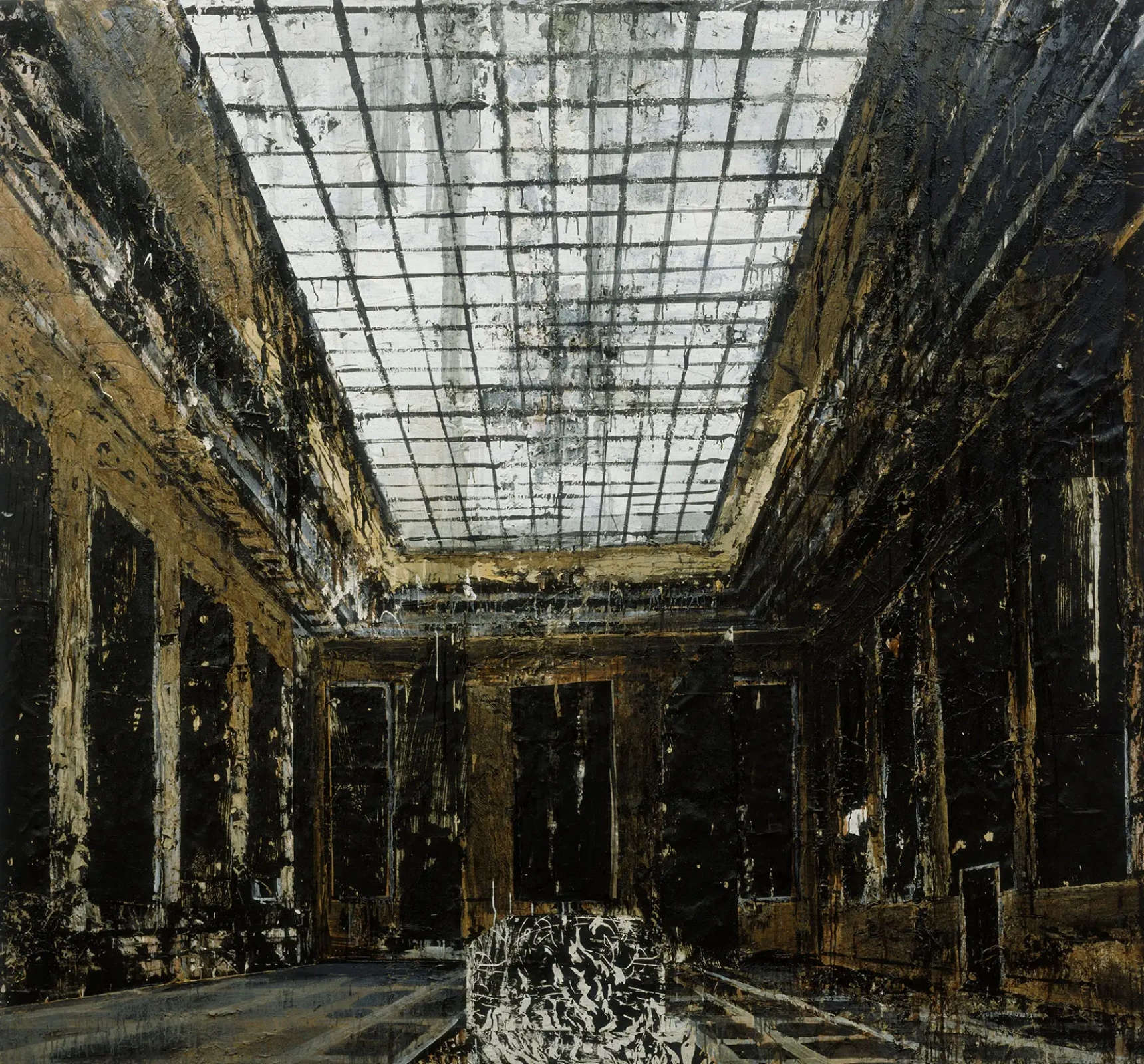 Anselm Kiefer, Innenraum (1981; oil, acrylic and paper on canvas, 287.5 x 311 cm) Anselm Kiefer, Innenraum (1981; oil, acrylic and paper on canvas, 287.5 x 311 cm)