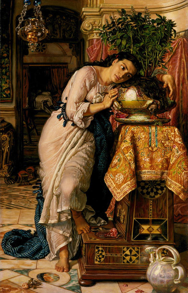William Holman Hunt, Isabella et le pot de basilic (1867-1868 ; huile sur toile, 60,6 x 38,7 cm ; San Francisco, Fine Arts Museums of San Francisco) William Holman Hunt, Isabella et le pot de basilic (1867-1868 ; huile sur toile, 60,6 x 38,7 cm ; San Francisco, Fine Arts Museums of San Francisco)