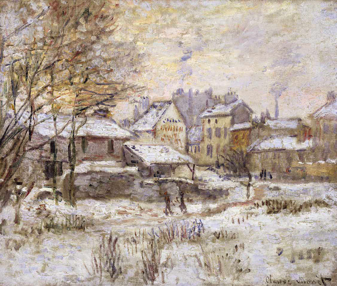 Claude Monet, Effect of Snow, Setting Sun (1875; oil on canvas, 53 × 64 cm; Paris, Musée Marmottan Monet, gift Eugène and Victorine Donop de Monchy, 1940, Inv. 4019) Claude Monet, Effect of Snow, Setting Sun (1875; oil on canvas, 53 × 64 cm; Paris, Musée Marmottan Monet, gift Eugène and Victorine Donop de Monchy, 1940, Inv. 4019)