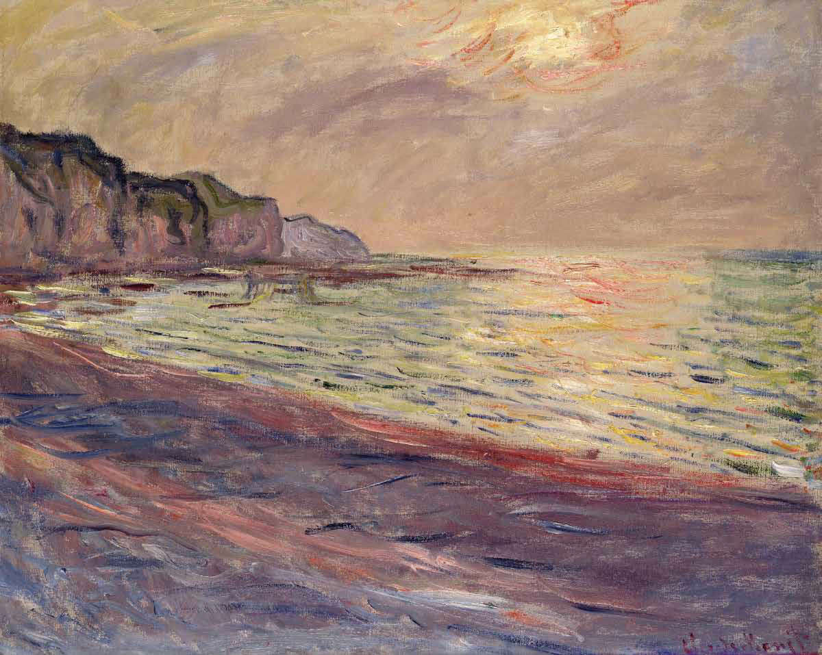 Claude Monet, Pourville Beach, Setting Sun (1882; oil on canvas, 60 × 73 cm; Paris, Musée Marmottan Monet, Michel Monet Bequest, 1966, Inv. 5008) Claude Monet, Pourville Beach, Setting Sun (1882; oil on canvas, 60 × 73 cm; Paris, Musée Marmottan Monet, Michel Monet Bequest, 1966, Inv. 5008)