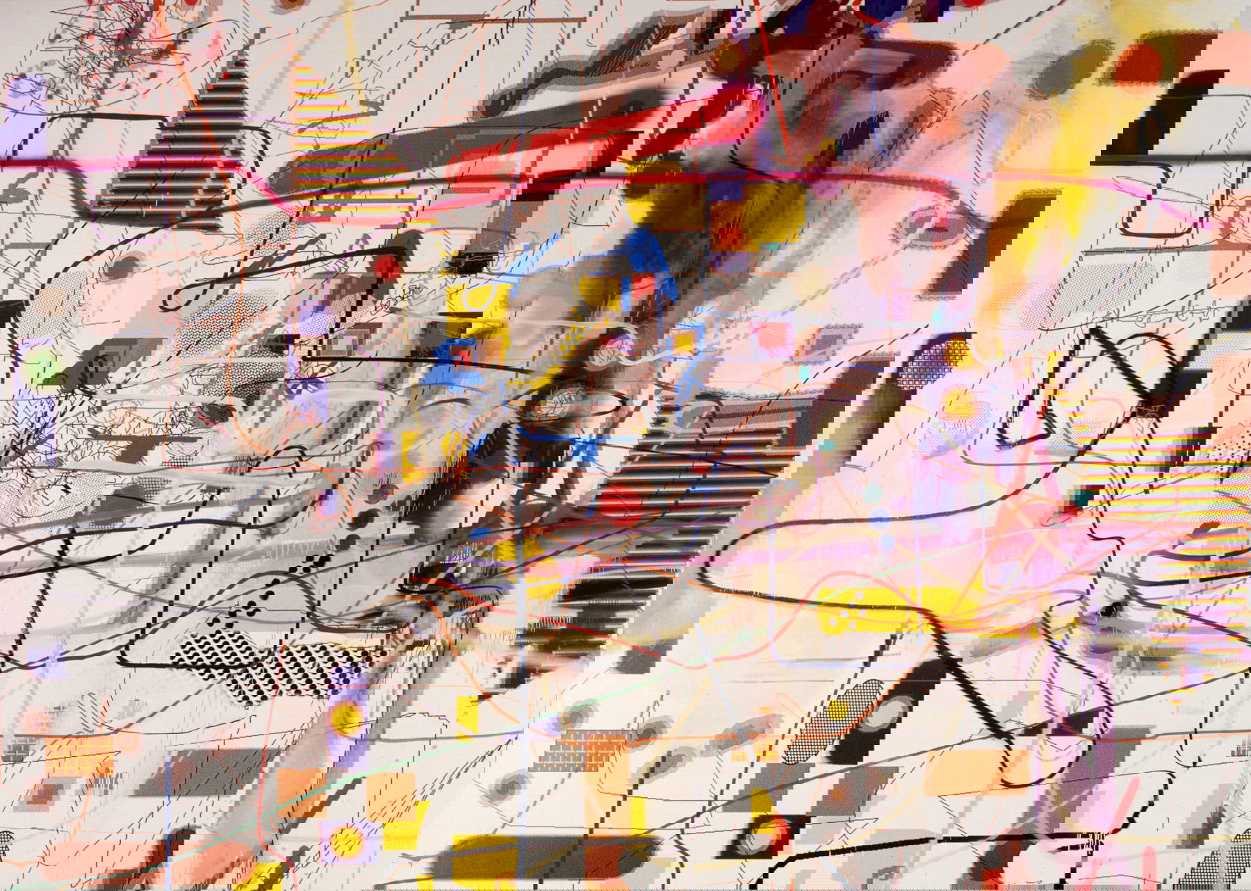 Albert Oehlen, Discos (1996 ; techniques mixtes sur toile, 339 x 477 cm) Albert Oehlen, Discos (1996 ; techniques mixtes sur toile, 339 x 477 cm)