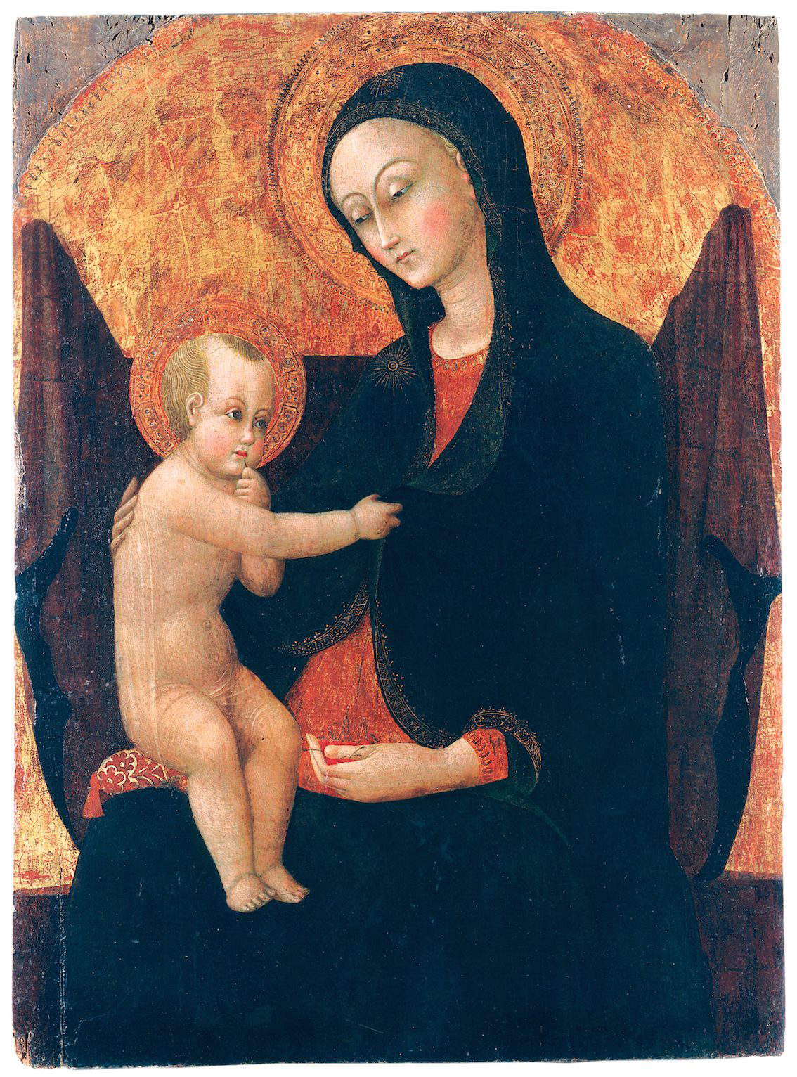 Stefano di Giovanni known as Sassetta, Madonna of the Cherries (c. 1435; tempera, gold and silver on panel, 96.4 x 70.5 cm; Grosseto, Museo Archeologico e d'Arte della Maremma - Museo d'Arte Sacra della Diocesi di Grosseto) Stefano di Giovanni known as Sassetta, Madonna of the Cherries (c. 1435; tempera, gold and silver on panel, 96.4 x 70.5 cm; Grosseto, Museo Archeologico e d'Arte della Maremma - Museo d'Arte Sacra della Diocesi di Grosseto)