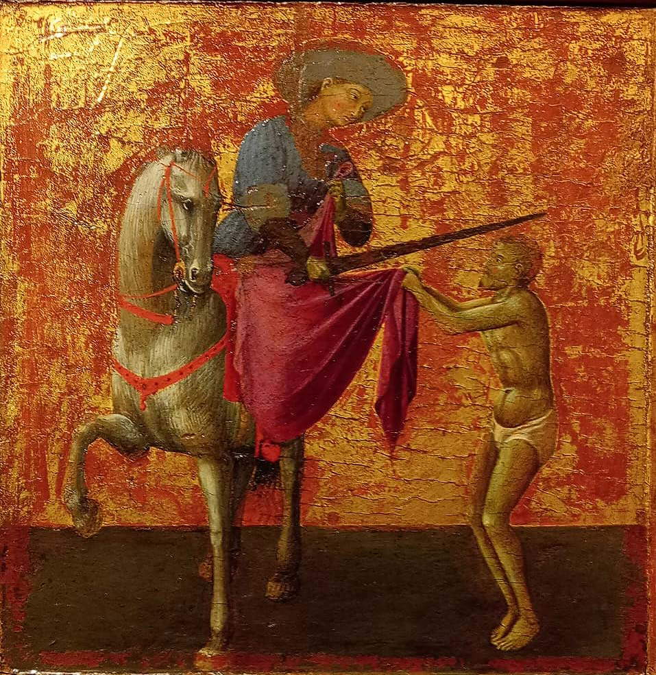 Stefano di Giovanni known as Sassetta, San Martino (1433; tempera and gold on panel; Siena, Chigi Saracini Collection, property of Banca Monte dei Paschi di Siena) Stefano di Giovanni known as Sassetta, San Martino (1433; tempera and gold on panel; Siena, Chigi Saracini Collection, property of Banca Monte dei Paschi di Siena)