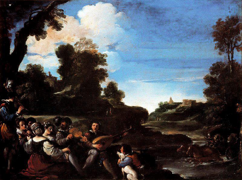Guercino, Concerto campestre (1617-1618; olio su rame; Firenze, Gallerie degli Uffizi)