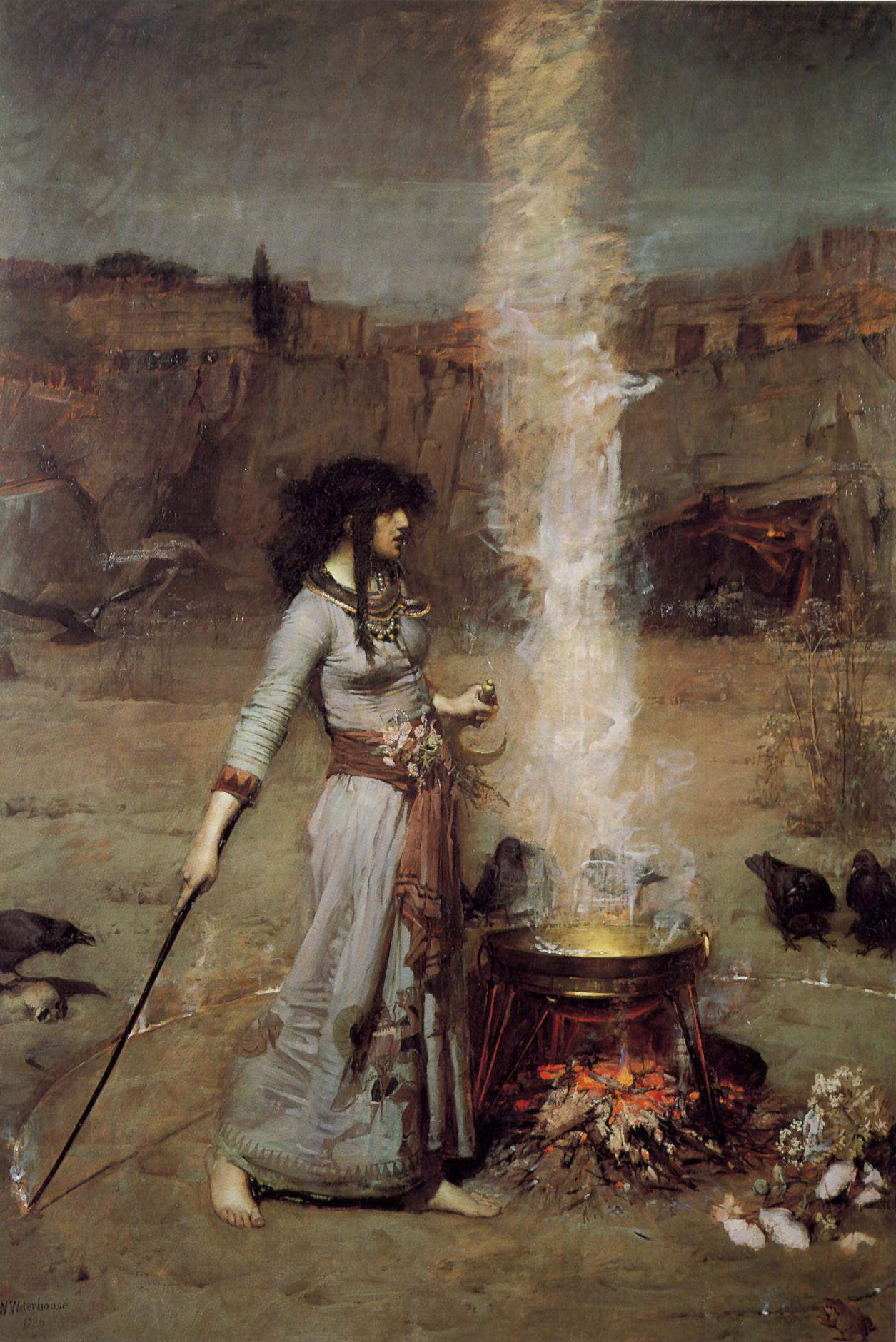John William Waterhouse, Der magische Kreis (1886; Öl auf Leinwand, 182,9 x 127 cm; London, Tate Britain) John William Waterhouse, Der magische Kreis (1886; Öl auf Leinwand, 182,9 x 127 cm; London, Tate Britain)