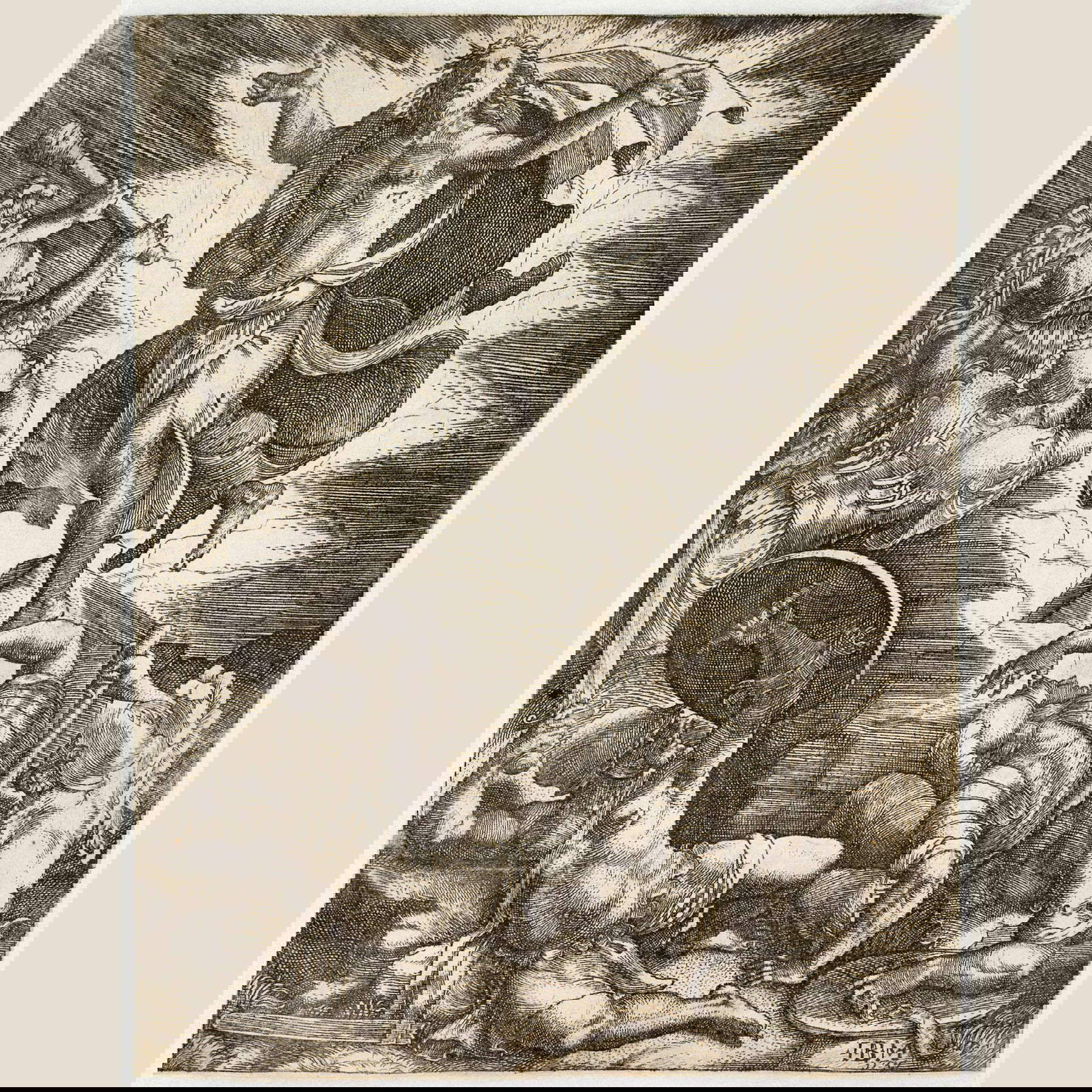 Giovan Battista Scultori, Résurrection du Christ (1537 ; gravure au burin, 184 × 144 mm ; Rome, Institut central des arts graphiques, inv. S-FN1182) Giovan Battista Scultori, Résurrection du Christ (1537 ; gravure au burin, 184 × 144 mm ; Rome, Institut central des arts graphiques, inv. S-FN1182)