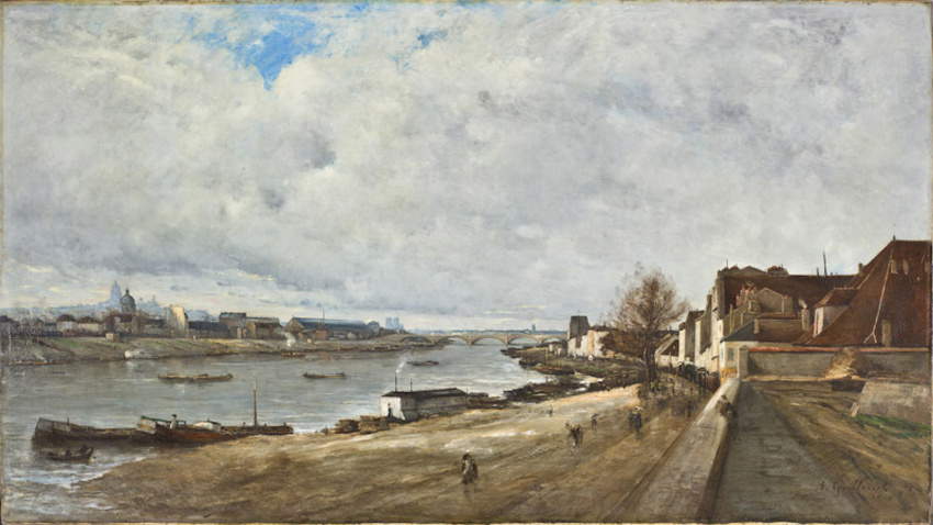 Antoine Guillemet, Bercy en d&eacute;cembre (1874 ; huile sur toile, 140 x 250 cm ; Paris, Mus&eacute;e d'Orsay)