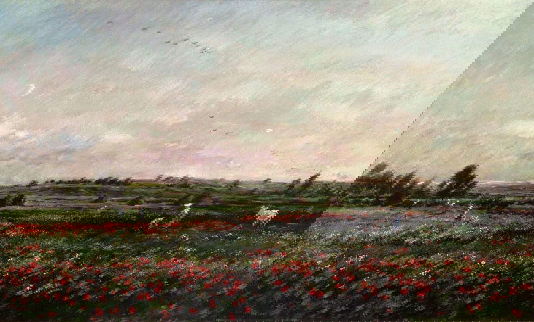 Charles-Fran&ccedil;ois Daubigny, Champs en juin (1874 ; huile sur toile, 133 x 224 cm ; Ithaca, Herbert F. Johnson Museum of Art)