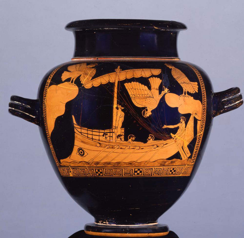 Peintre de sirènes, Stamnos (480-470 av. J.-C. ; poterie à figures rouges, 34 x 38 x 29 cm ; Londres, British Museum) Peintre de sirènes, Stamnos (480-470 av. J.-C. ; poterie à figures rouges, 34 x 38 x 29 cm ; Londres, British Museum)