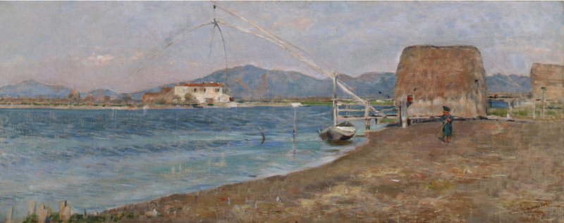 Niccol&ograve; Cannicci, Scales at Bocca d'Arno (1895; oil on canvas, 29 x 72 cm; Private collection)