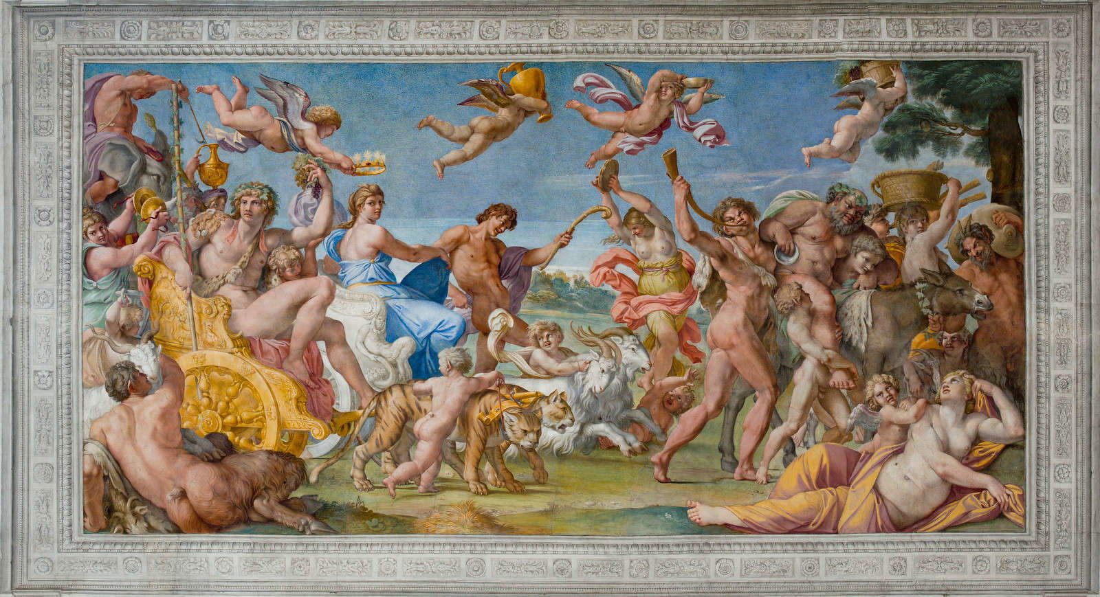 Annibale Carracci, Triomphe de Bacchus et Ariane (vers 1600 ; fresque, Rome, Palais Farnèse) Annibale Carracci, Triomphe de Bacchus et Ariane (vers 1600 ; fresque, Rome, Palais Farnèse)