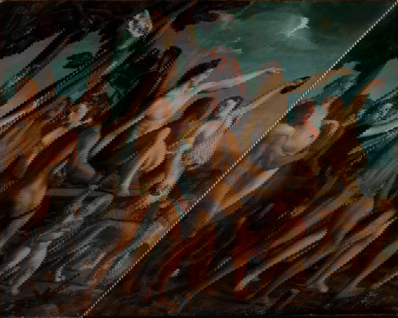 Dosso Dossi, L'arrivée de Bacchus sur l'île de Naxos (vers 1515 ; huile sur toile, 129 x 167 cm ; Mumbai, Chhatrapati Shivaji Maharaj Vastu Sangrahalaya, anciennement Prince of Wales Museum of Western India) Dosso Dossi, L'arrivée de Bacchus sur l'île de Naxos (vers 1515 ; huile sur toile, 129 x 167 cm ; Mumbai, Chhatrapati Shivaji Maharaj Vastu Sangrahalaya, anciennement Prince of Wales Museum of Western India)