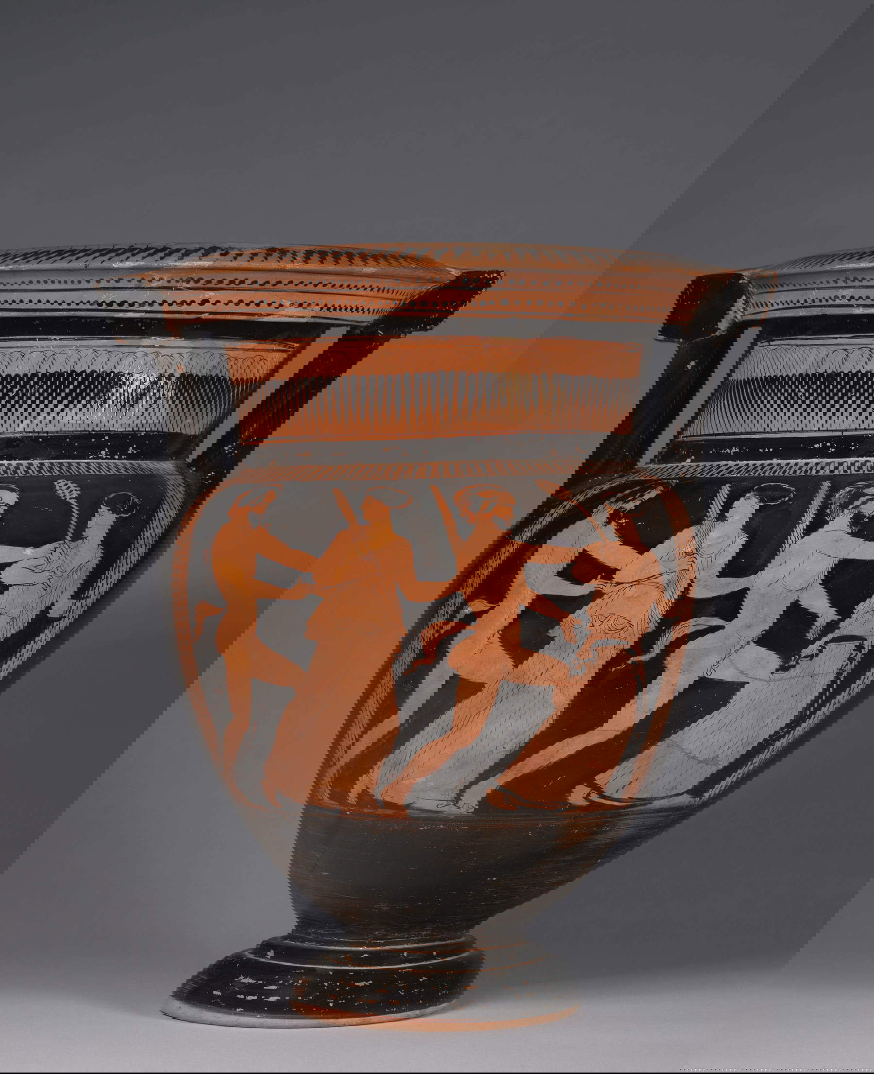 Lido (attribué), Cratère avec Dionysos entre Satyres et Ménades (vers 550 av. J.-C. ; terre cuite à figures noires, 56,4 x 69,3 cm ; New York, Metropolitan Museum) Lido (attribué), Cratère avec Dionysos entre Satyres et Ménades (vers 550 av. J.-C. ; terre cuite à figures noires, 56,4 x 69,3 cm ; New York, Metropolitan Museum)