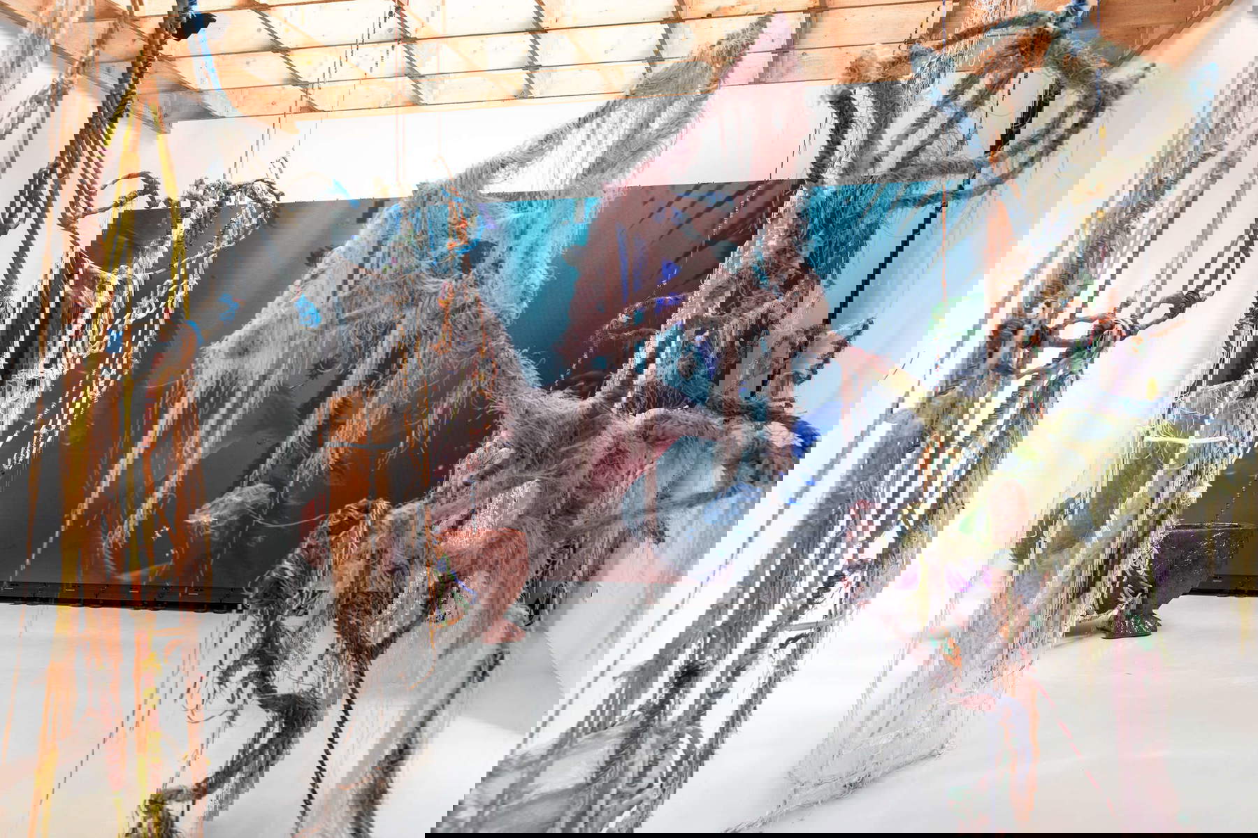 Julien Creuzet, Attila cataracte ta source aux pieds des pitons verts finira dans la grande mer gouffre bleu nous noyâmes dans les larmes marées de la lune (2024). Biennale de Venise, 60e édition, Pavillon français. Photo : Marco Zorzanello Julien Creuzet, Attila cataracte ta source aux pieds des pitons verts finira dans la grande mer gouffre bleu nous noyâmes dans les larmes marées de la lune (2024). Biennale de Venise, 60e édition, Pavillon français. Photo : Marco Zorzanello