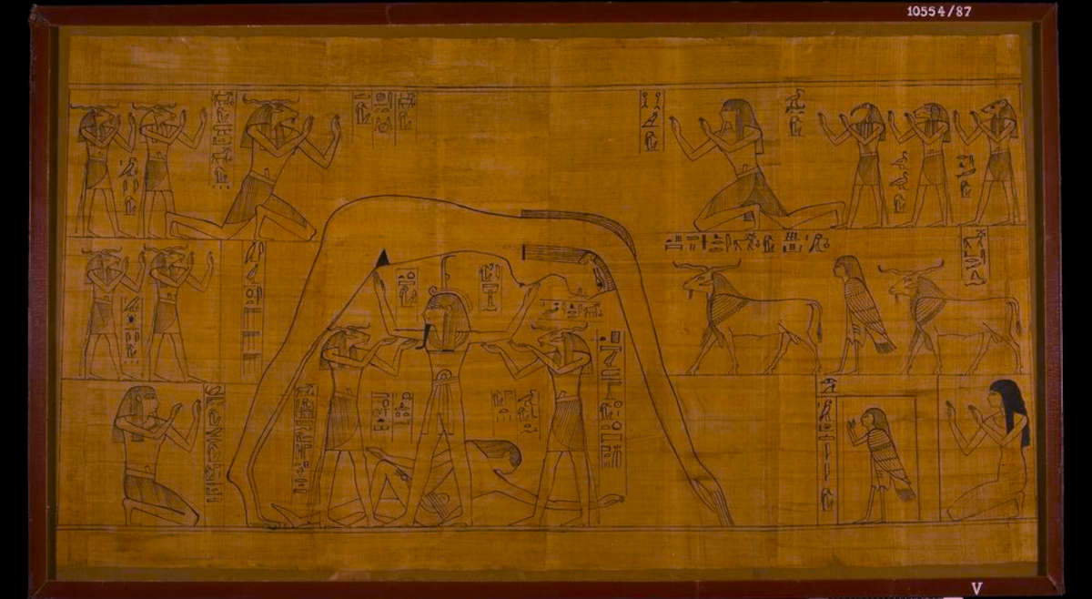 Book of the Dead of Nestanebetisheru, Representation of Geb, Nut and Shu (c. 950-930 BC; papyrus, 93 x 53, cm; London, British Museum) Book of the Dead of Nestanebetisheru, Representation of Geb, Nut and Shu (c. 950-930 BC; papyrus, 93 x 53, cm; London, British Museum)