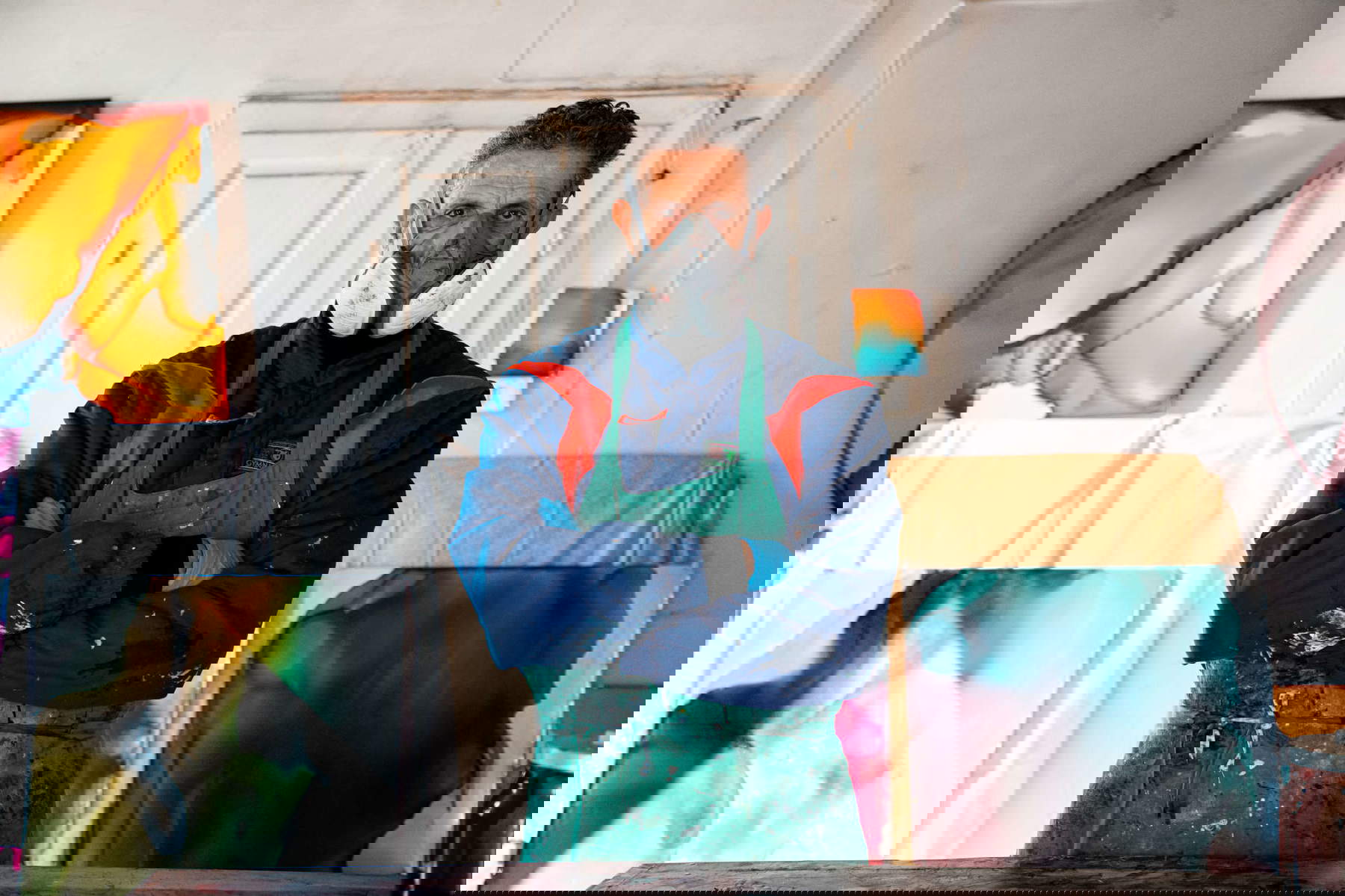 Maurizio Faleni at work on his works