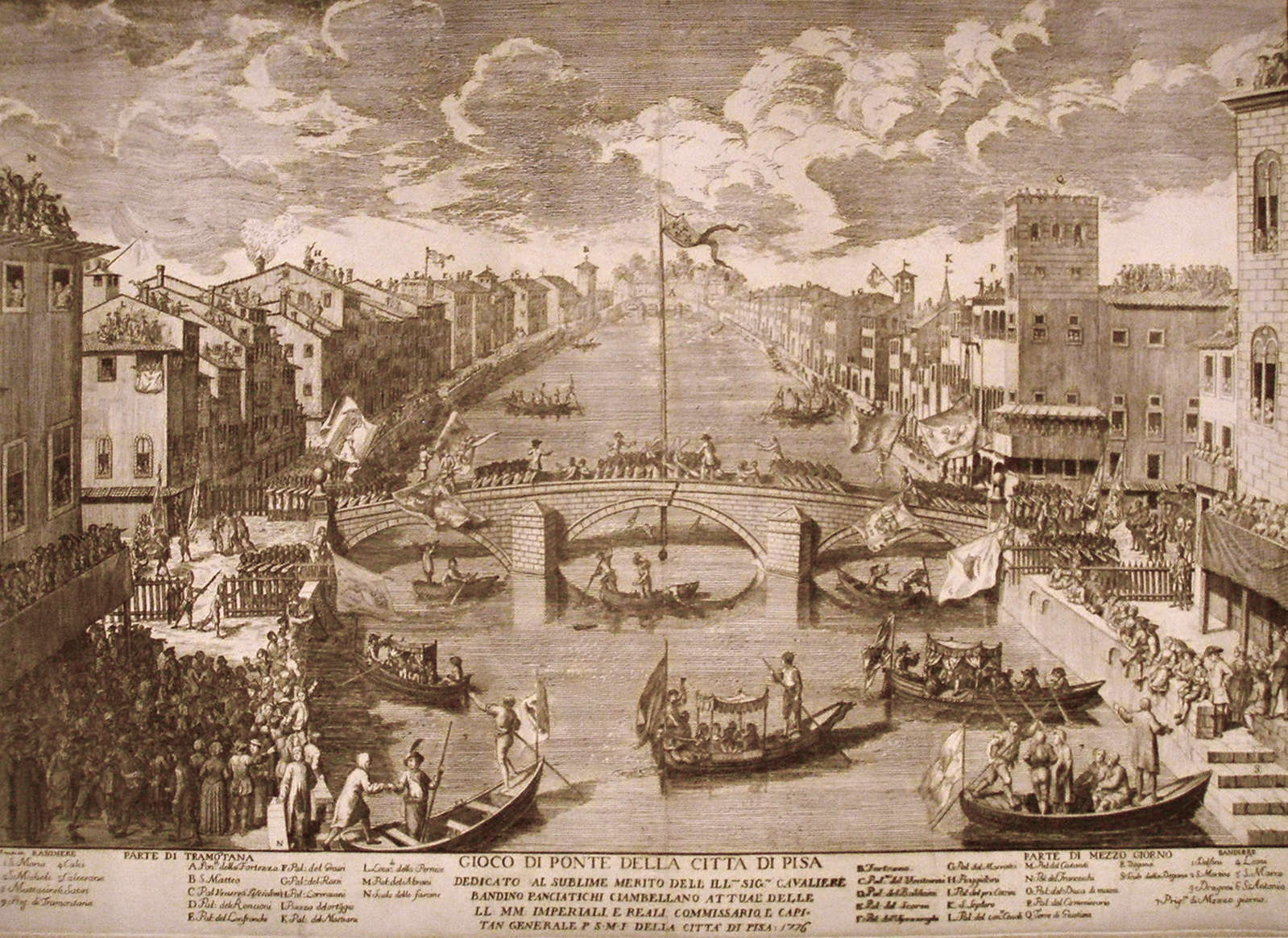 Gaetano Franchi, Gioco di Ponte della Città di Pisa (1761 ; eau-forte, 402 x 564 mm) Gaetano Franchi, Gioco di Ponte della Città di Pisa (1761 ; eau-forte, 402 x 564 mm)