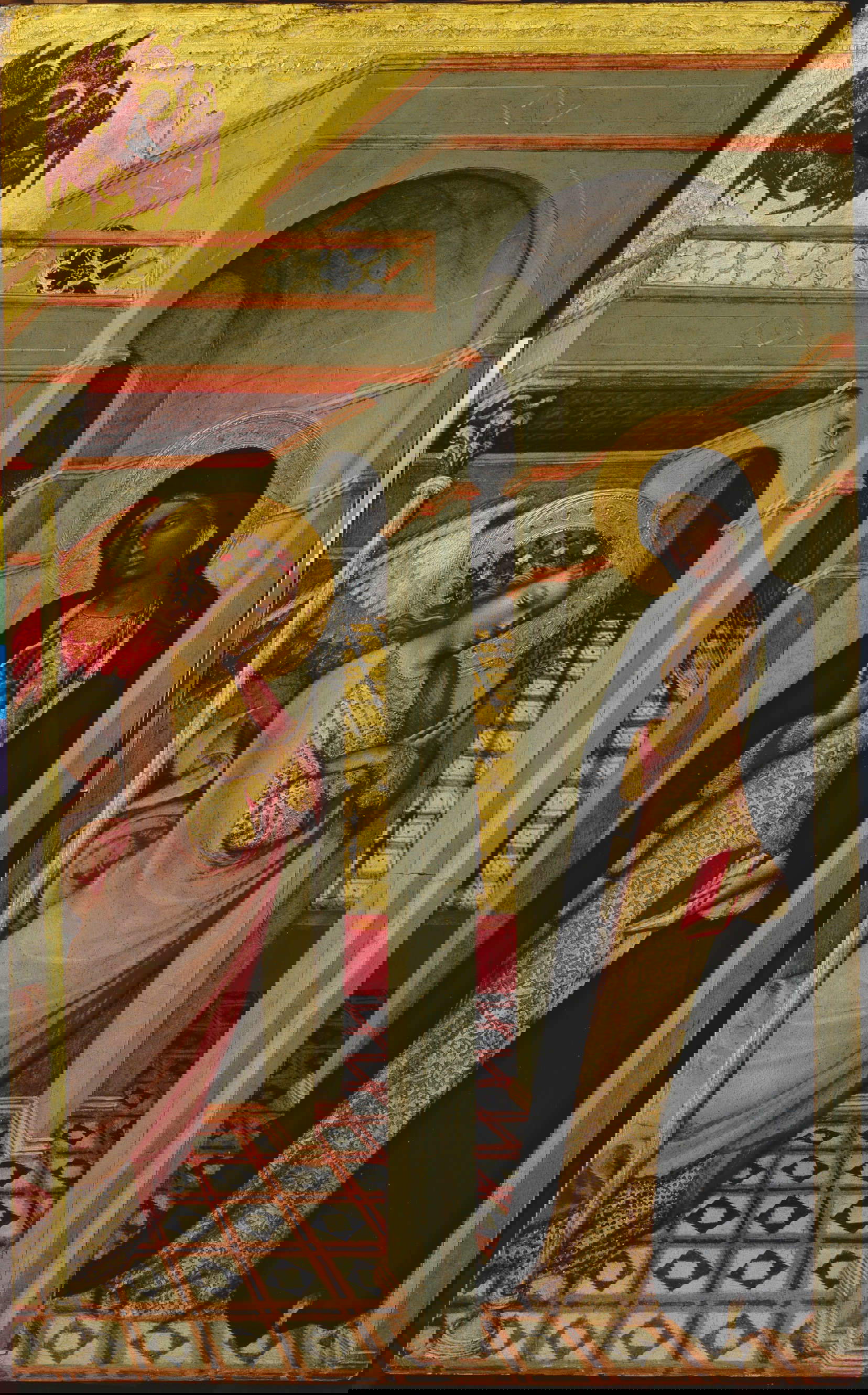 Paolo di Giovanni Fei, Annonciation (vers 1400 ; tempera sur panneau, 73 x 45 cm ; La Spezia, Museo Civico Amedeo Lia)