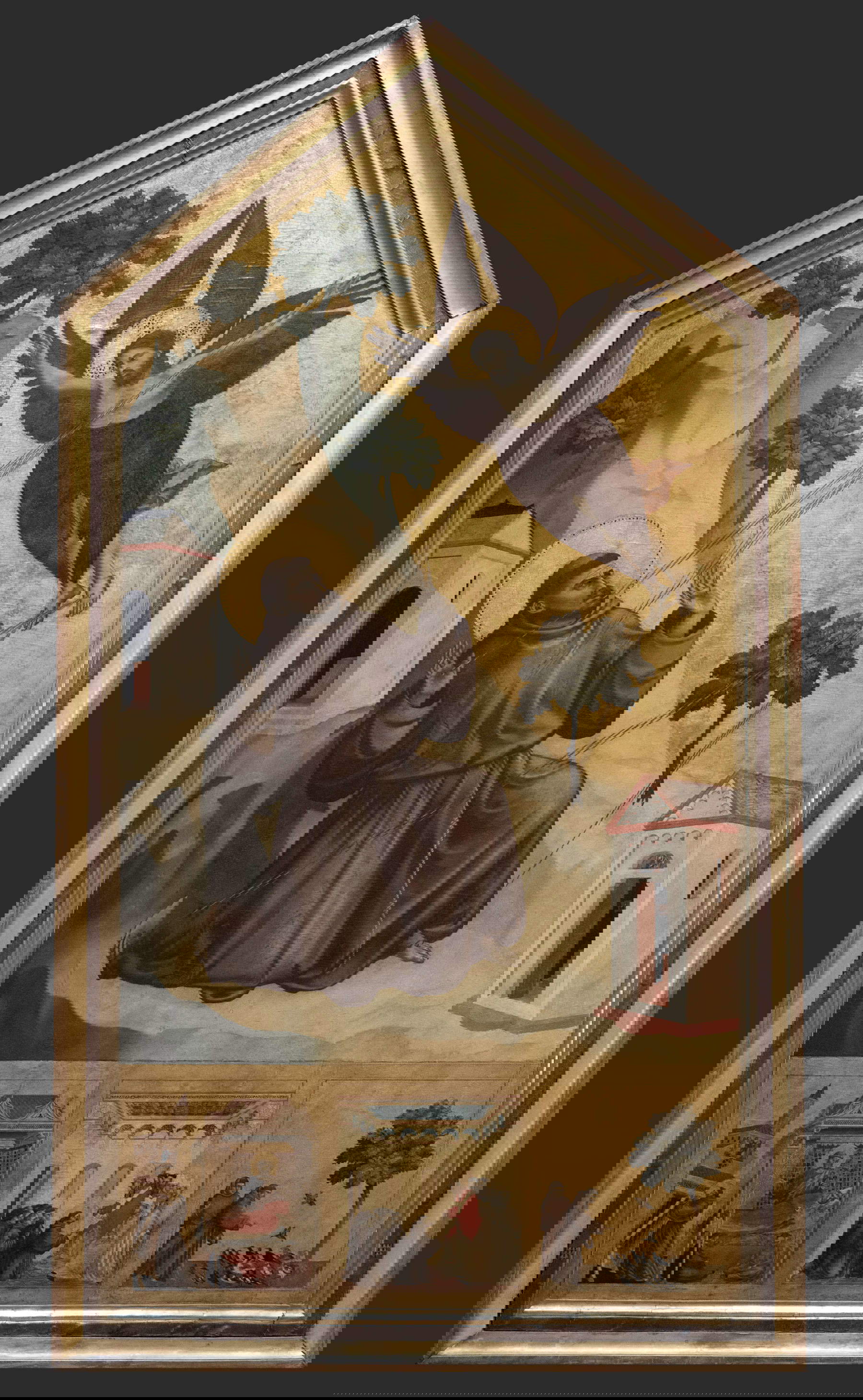 Giotto, Die Wundmale des Heiligen Franziskus (um 1300-1325; Tempera auf Tafel mit Goldgrund, 313 cm x 163 cm; Paris, Louvre) Giotto, Die Wundmale des Heiligen Franziskus (um 1300-1325; Tempera auf Tafel mit Goldgrund, 313 cm x 163 cm; Paris, Louvre)