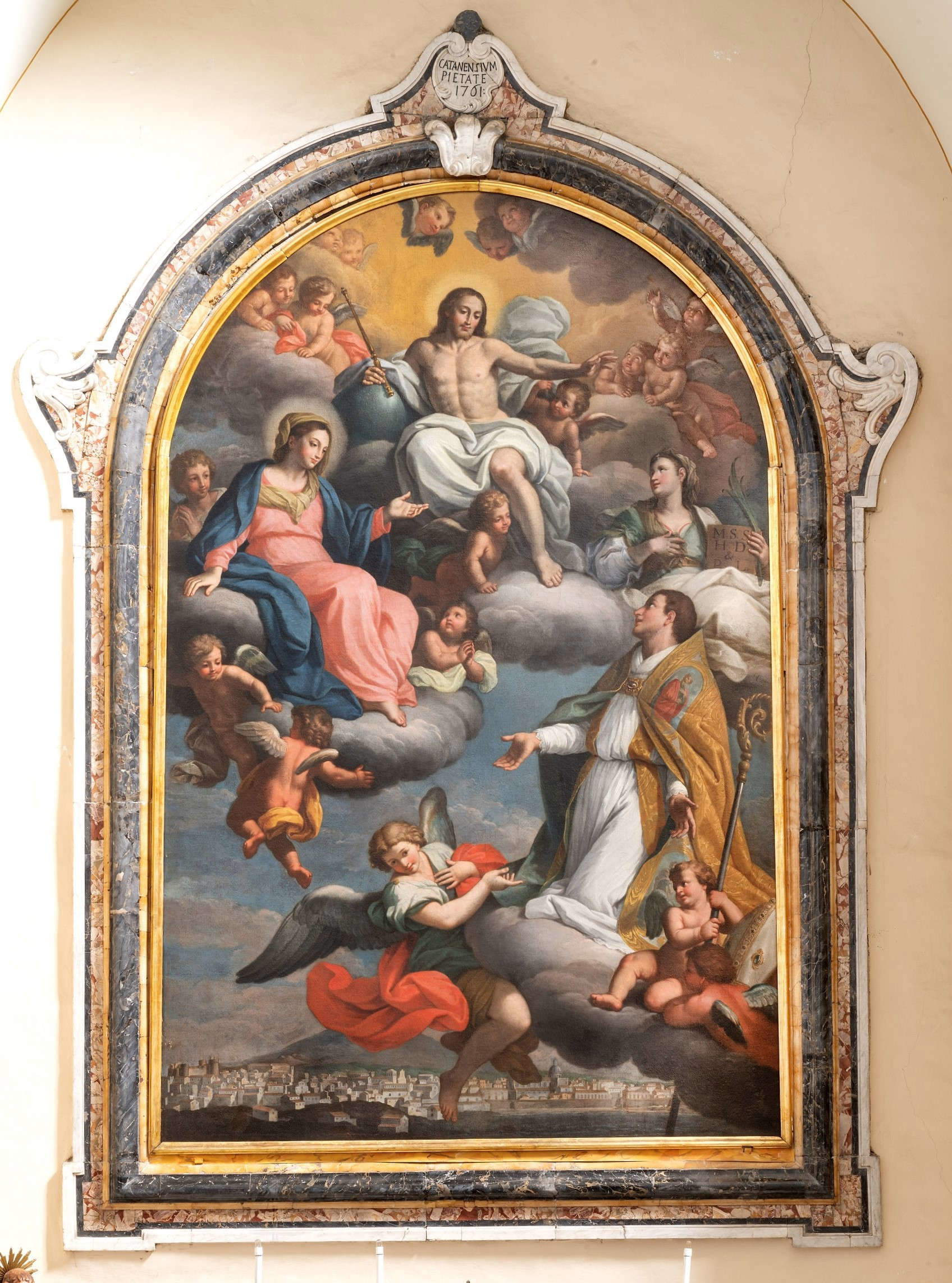 Alessandro Vasta (attr.), Glorificazione di Sant'Emidio (1761; Catania, Santuario Santa Rita in Sant'Agostino) Alessandro Vasta (attr.), Glorificazione di Sant'Emidio (1761; Catania, Santuario Santa Rita in Sant'Agostino)
