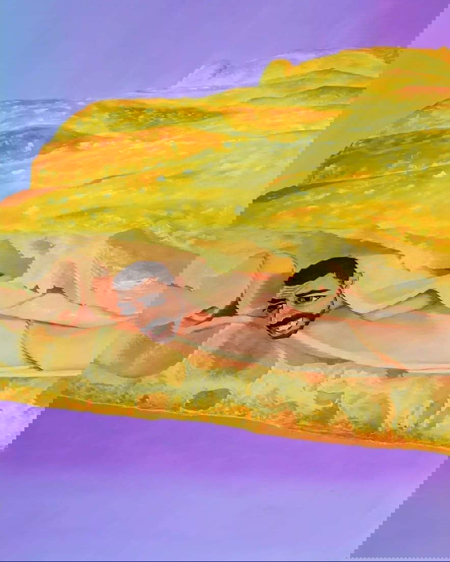 Flavio Orlando, Das Gewicht des Müßiggangs (2021; Öl auf Leinwand, 120 x 170 cm)