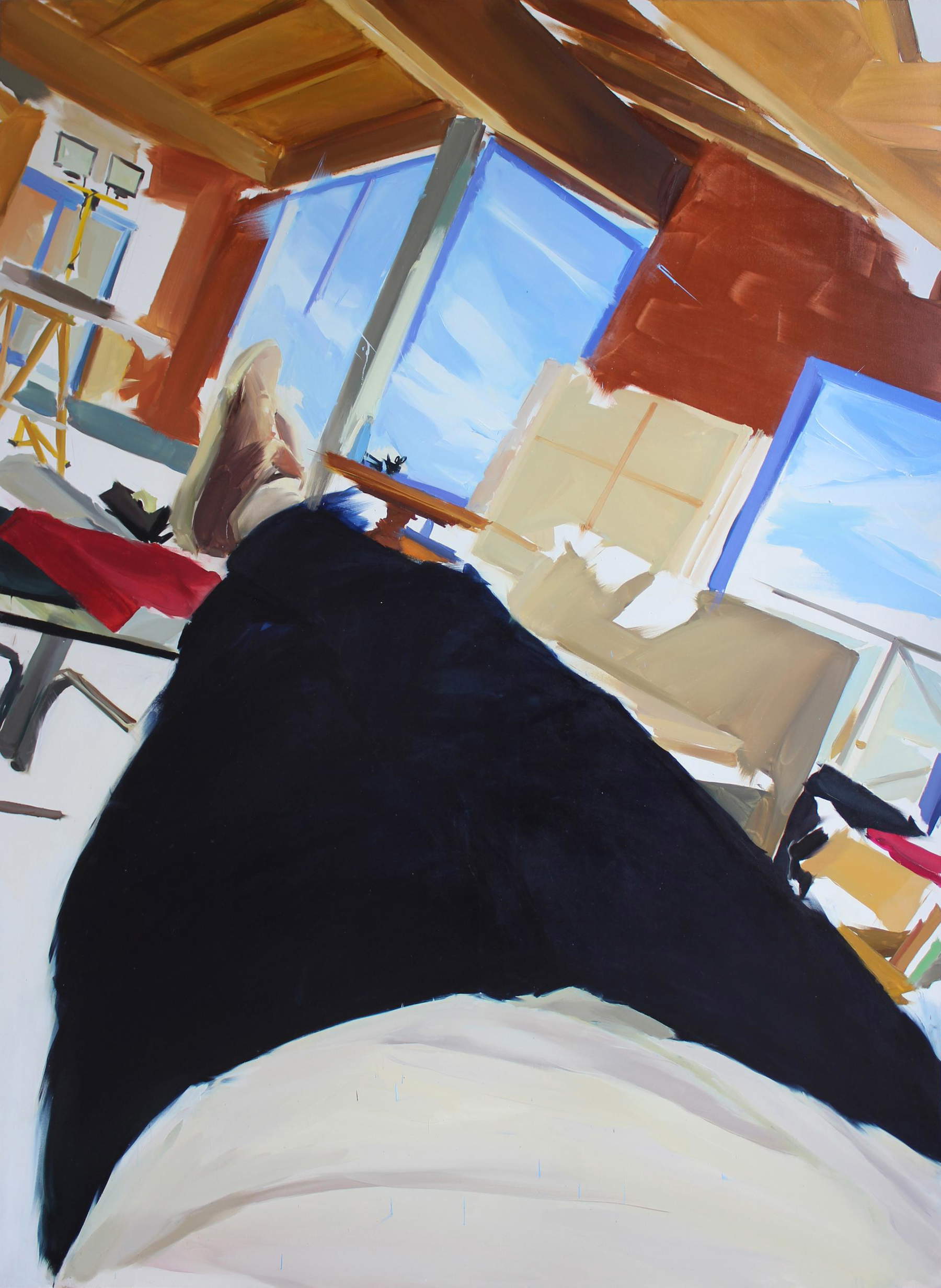 Andrea Fontanari, Un rêve pour m'aider à dormir (2022 ; huile sur toile, 272 x 198 cm)