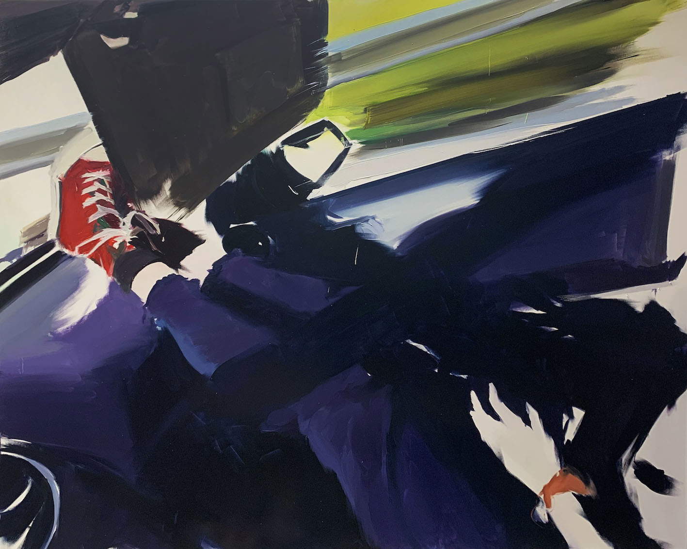 Andrea Fontanari, Comment nous conduirions (2023 ; huile sur toile, 200 x 250 cm)