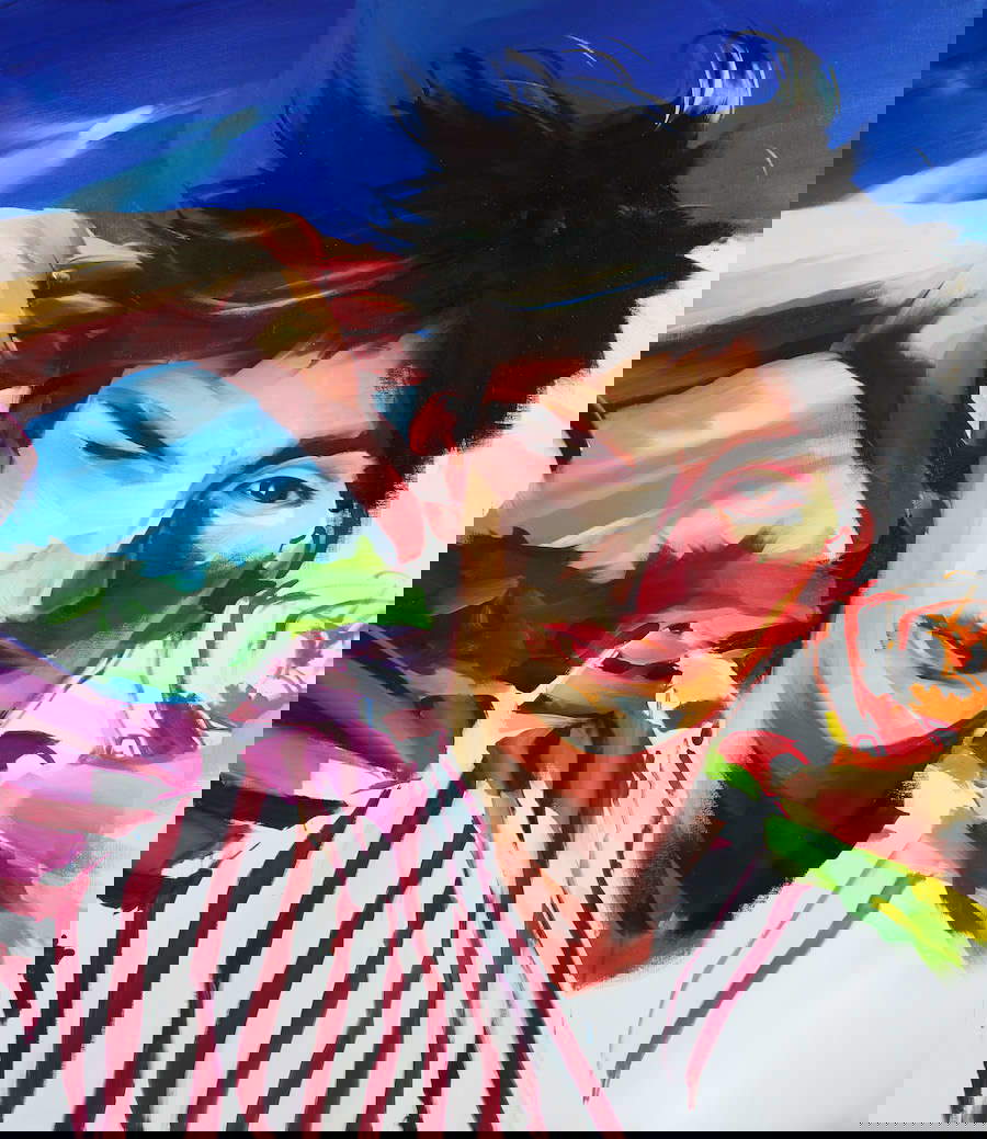 Andrea Fontanari, Autoportrait (2020 ; huile sur toile, 138 x 119 cm)