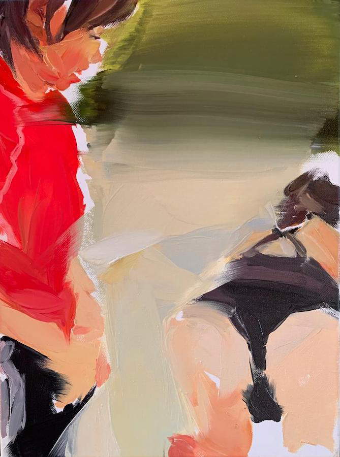 Andrea Fontanari, Sly boy (2023 ; huile sur toile, 40 x 30 cm)