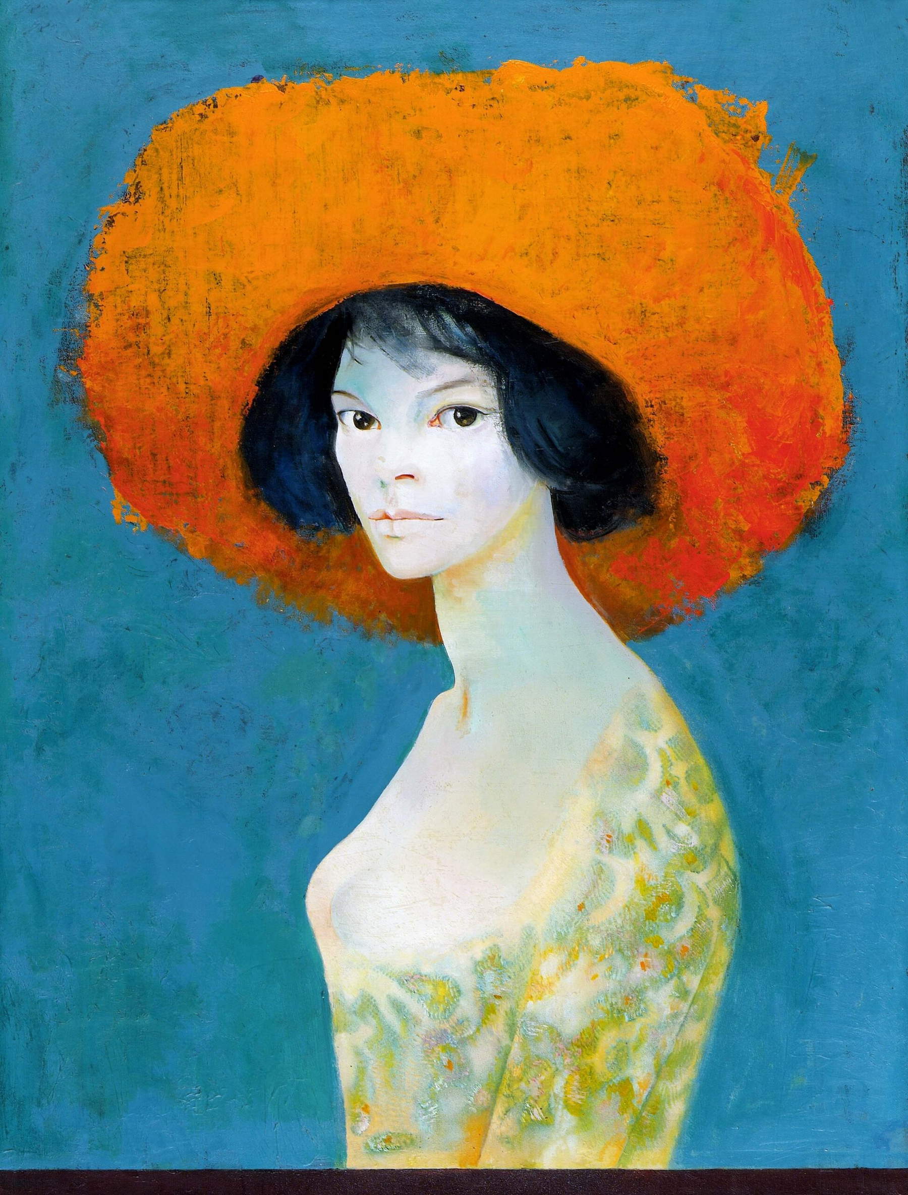 Leonor Fini, Autoritratto, Dama dal cappello rosso (1968; olio su tela, 84 x 61 cm; Trieste, Museo Civico Revoltella)