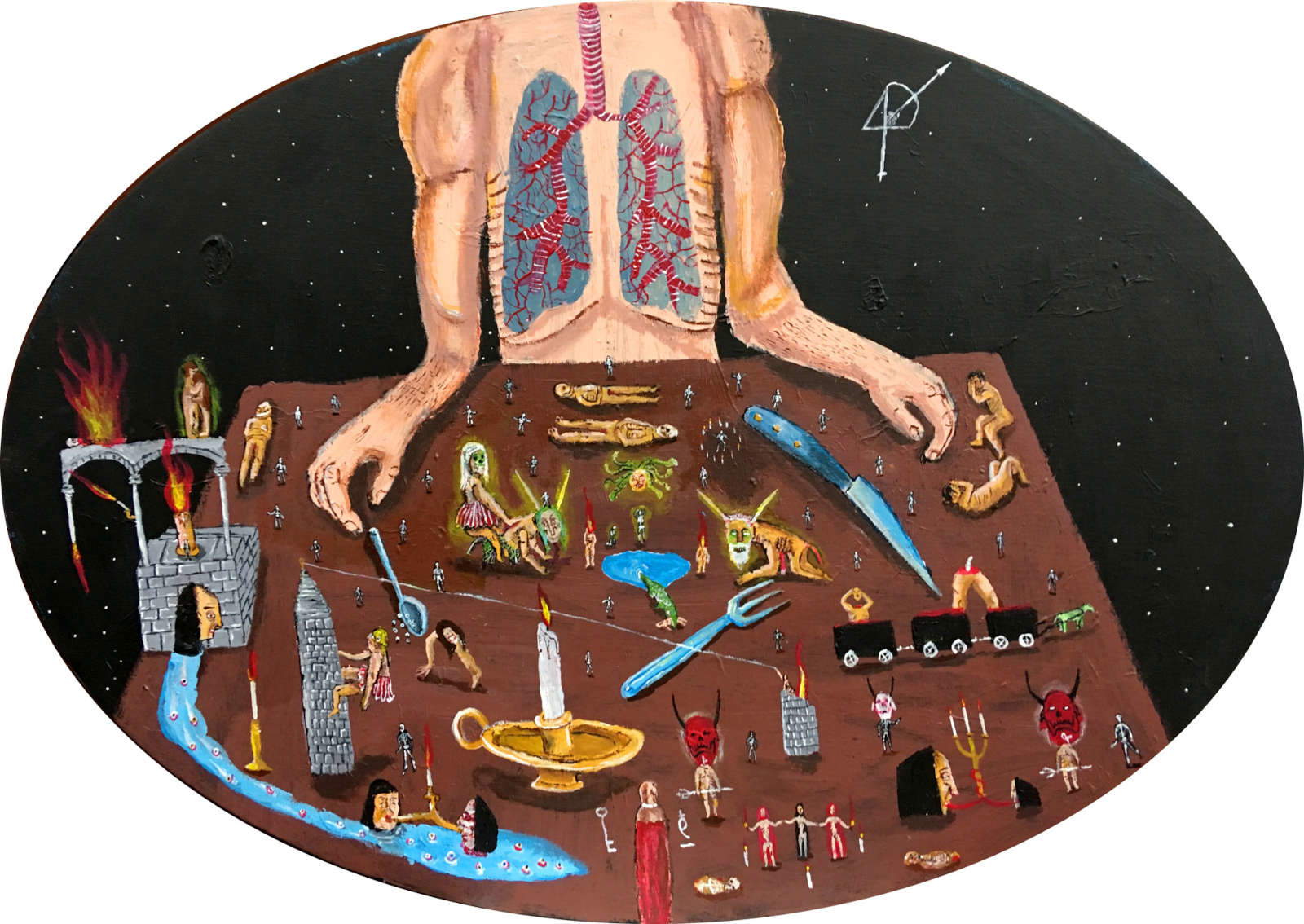Tommaso Buldini, En la mesa (2018; acrílico sobre lienzo, 70 x 50 cm) Tommaso Buldini, En la mesa (2018; acrílico sobre lienzo, 70 x 50 cm)