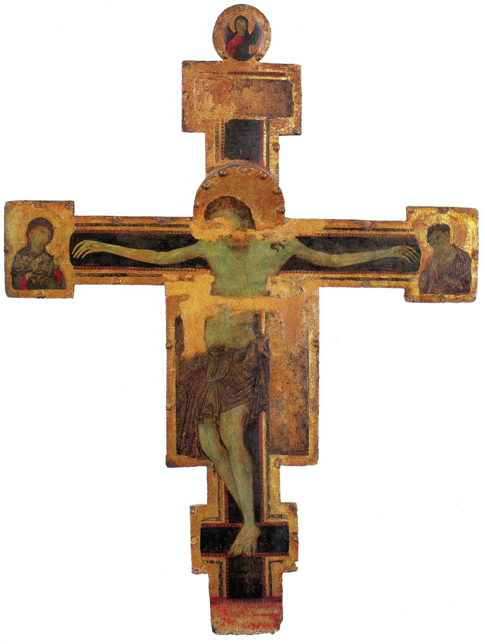 Ranieri di Ugolino, Christus patiens tra la Vergine e san Giovanni Evangelista (fine del XIII secolo; tempera e oro su tavola; Pisa, Museo Nazionale di San Matteo, inv. 4895) Ranieri di Ugolino, Christus patiens tra la Vergine e san Giovanni Evangelista (fine del XIII secolo; tempera e oro su tavola; Pisa, Museo Nazionale di San Matteo, inv. 4895)
