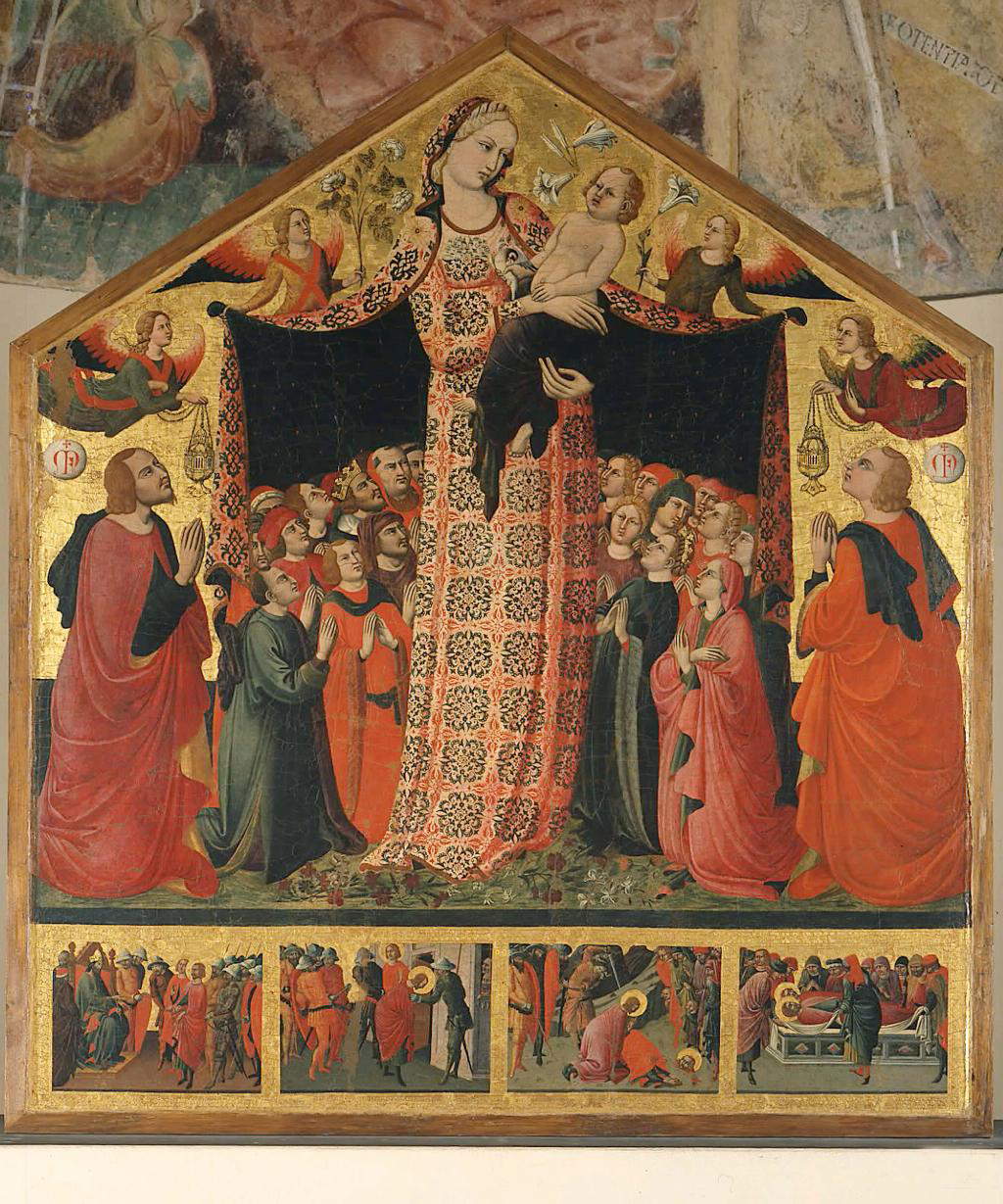 Parri di Spinello, Madonna della Misericordia (1435-1437; tempera su tavola, 199 x 174 cm; Arezzo, Museo Nazionale d'Arte Medievale e Moderna)