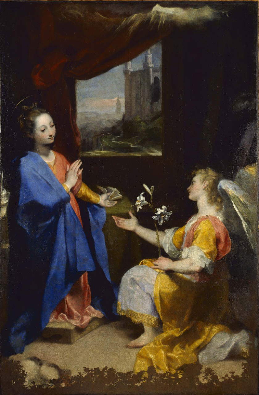 Federico Barocci, Annunciazione (1582-1584; olio su tavola trasportato su tela, 248 x 170 cm; Città del Vaticano, Musei Vaticani) Federico Barocci, Annunciazione (1582-1584; olio su tavola trasportato su tela, 248 x 170 cm; Città del Vaticano, Musei Vaticani)