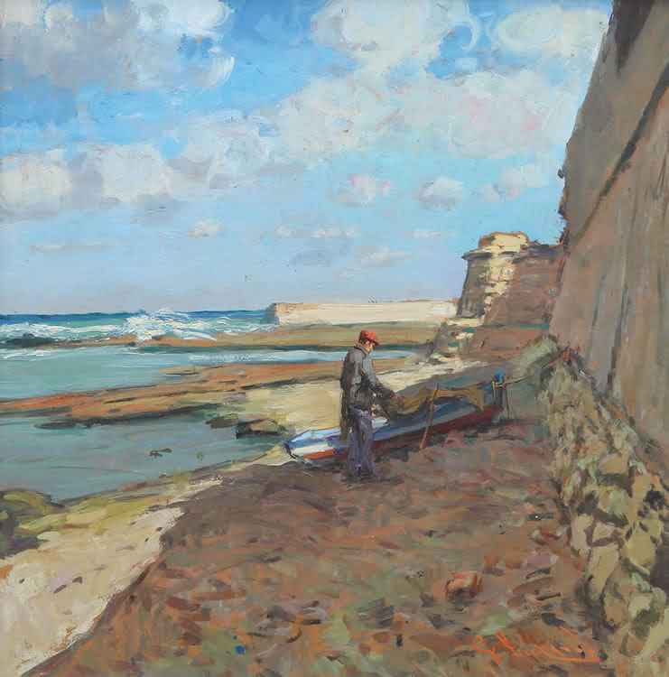 Giorgio Luxardo, Scogliera dell'Accademia (óleo sobre tabla, 40 x 40 cm; Colección particular) Giorgio Luxardo, Scogliera dell'Accademia (óleo sobre tabla, 40 x 40 cm; Colección particular)