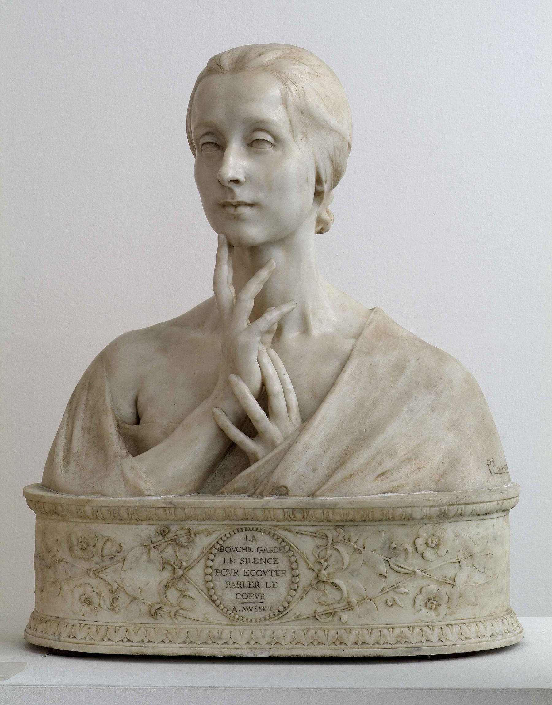 Pietro Canonica, Sogno di primavera (1898; marmo, altezza 62 cm; Trieste, Museo Revoltella - Galleria d'Arte Moderna) Pietro Canonica, Sogno di primavera (1898; marmo, altezza 62 cm; Trieste, Museo Revoltella - Galleria d'Arte Moderna)