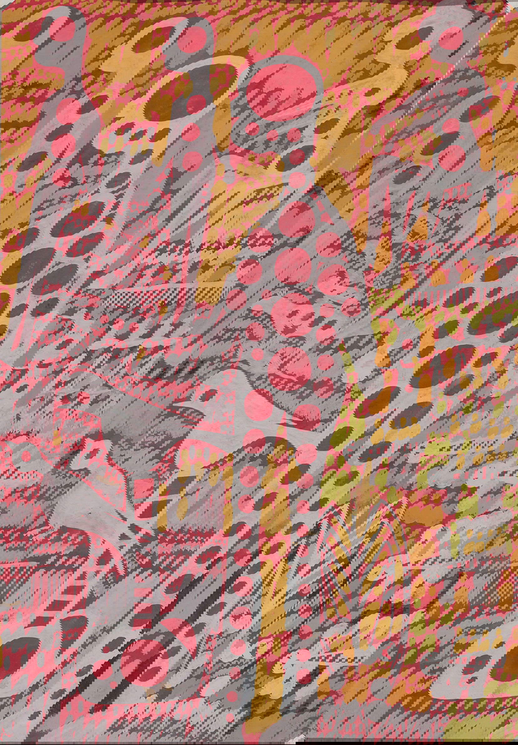 Carlo Zinelli, Vier weiße Tierfiguren in Kreisen auf rotem Grund (um 1962; Tempera auf Papier, 50 x 35 cm; Sammlung Fondazione Cariverona). Foto: Stefano Saccomani Carlo Zinelli, Vier weiße Tierfiguren in Kreisen auf rotem Grund (um 1962; Tempera auf Papier, 50 x 35 cm; Sammlung Fondazione Cariverona). Foto: Stefano Saccomani