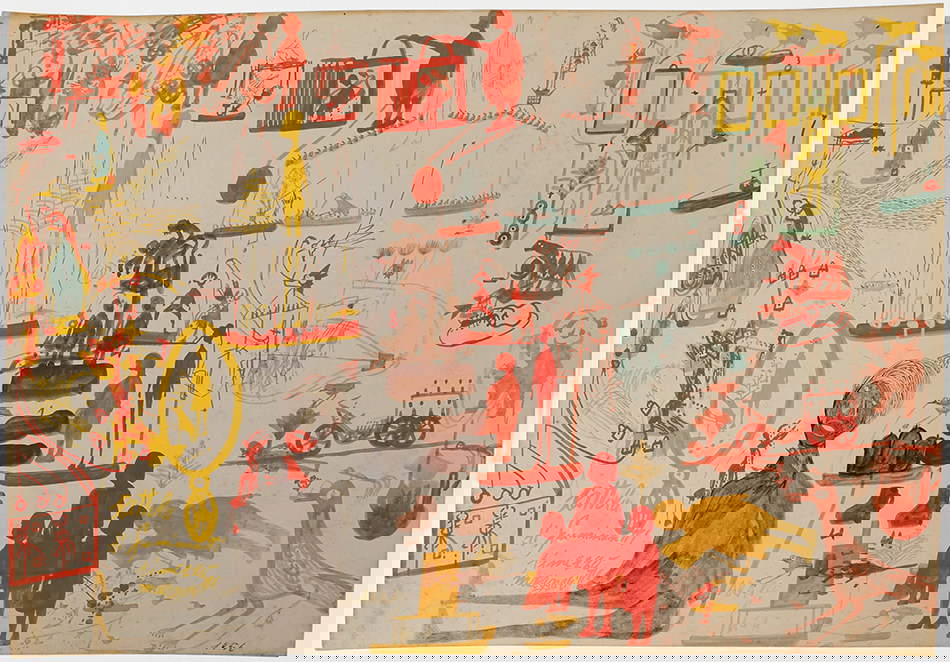 Carlo Zinelli, Ohne Titel (1956; Tempera auf Papier, 35 x 50 cm; Privatsammlung) Carlo Zinelli, Ohne Titel (1956; Tempera auf Papier, 35 x 50 cm; Privatsammlung)