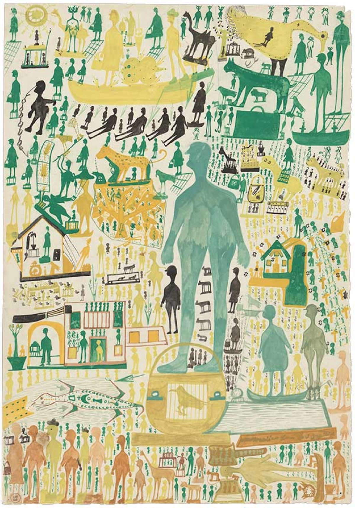 Carlo Zinelli, Ohne Titel (1960, Aquarell auf Papier, 35 x 50 cm; Lausanne, Collection de l'Art Brut) Carlo Zinelli, Ohne Titel (1960, Aquarell auf Papier, 35 x 50 cm; Lausanne, Collection de l'Art Brut)