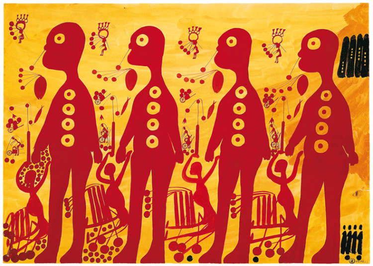 Carlo Zinelli, Ohne Titel (1961; Aquarell auf Papier, 50 x 70 cm; Lausanne, Collection de l'Art Brut) Carlo Zinelli, Ohne Titel (1961; Aquarell auf Papier, 50 x 70 cm; Lausanne, Collection de l'Art Brut)