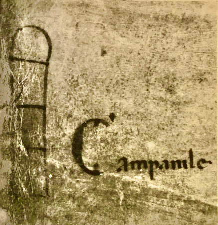 Parchemin avec la première représentation de la Tour (après 1233 ; Pise, Archives d'Etat) Parchemin avec la première représentation de la Tour (après 1233 ; Pise, Archives d'Etat)