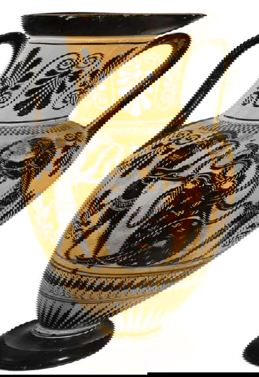 Pittore di Michigan, Eracle e l'Idra di Lerna (530-500 a.C.; ceramica attica a figure nere, 28,6 x 18 cm; Roma, Museo Nazionale Etrusco di Villa Giulia) Pittore di Michigan, Eracle e l'Idra di Lerna (530-500 a.C.; ceramica attica a figure nere, 28,6 x 18 cm; Roma, Museo Nazionale Etrusco di Villa Giulia)